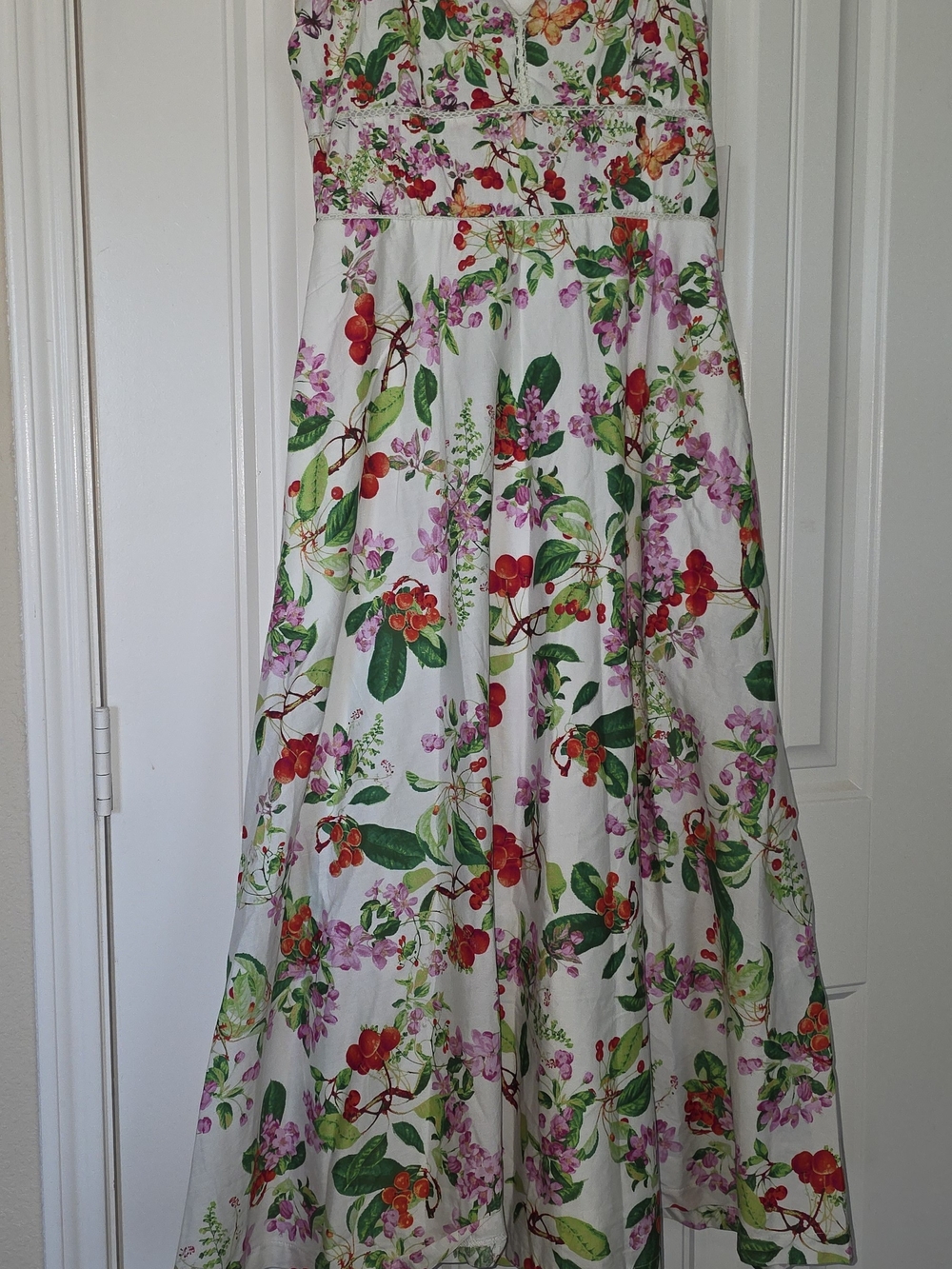 Taylor White Maxi Skirt with Pink and Green Floral Print